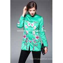 Hot design ladies fashion court manteau vert libanais libanais femmes élégantes manteaux imprimés fleur